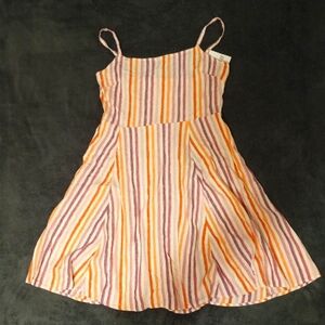 NWT Gap square neck cami striped linen blend dress